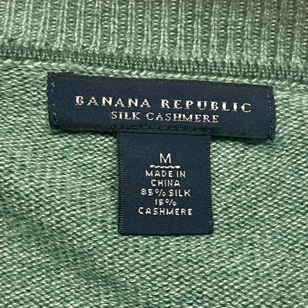 Banana Republic Silk Cashmere Pullover Sweater Medium Earthy Green Preppy Cozy‎